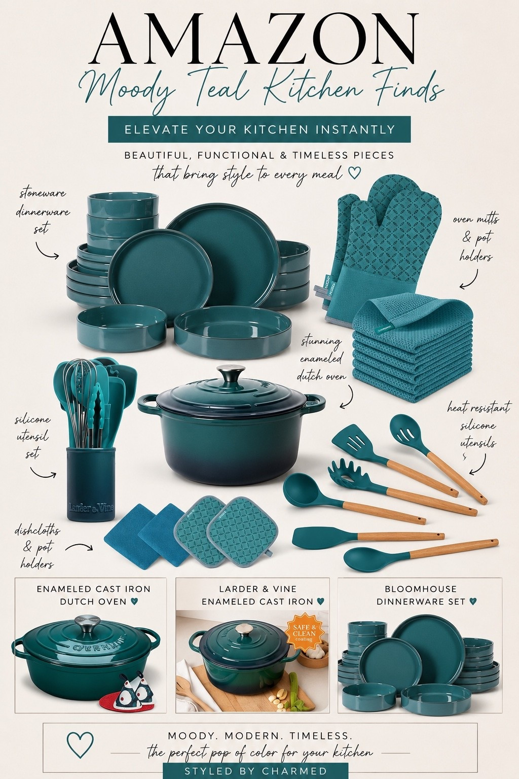This color instantly makes a kitchen feel moodier, warmer, and way more custom without even remodeling. The cookware alone got the whole space looking expensive.

Shop my LTK 🤍

#LTKHome #KitchenDecor #TealKitchen #HomeStyling #StyledByCharmed

#LTKHome #LTKU #LTKSaleAlert