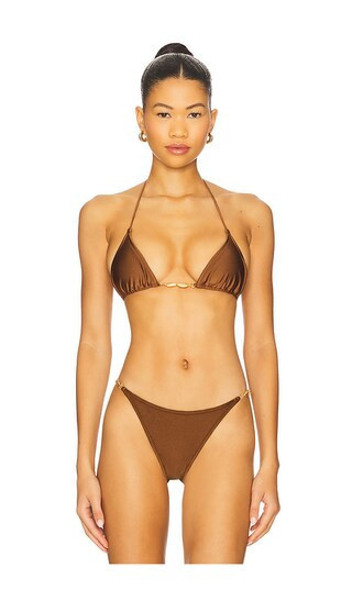 Shani Shemer Marlin Bikini Top in Brown. - size M | Revolve Clothing (Global)