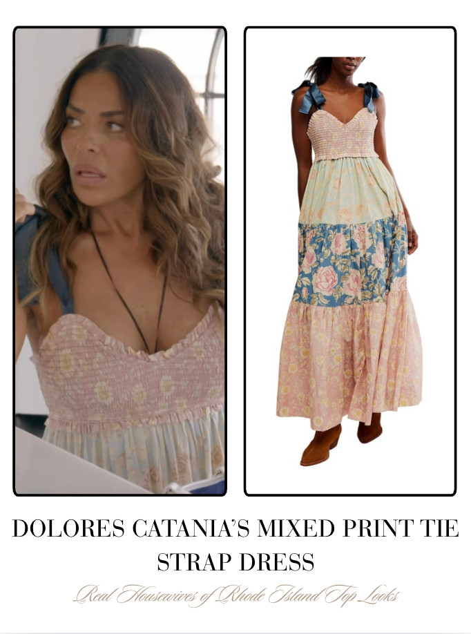Dolores Catania's Mixed Print Tie Strap Maxi Dress 

 
