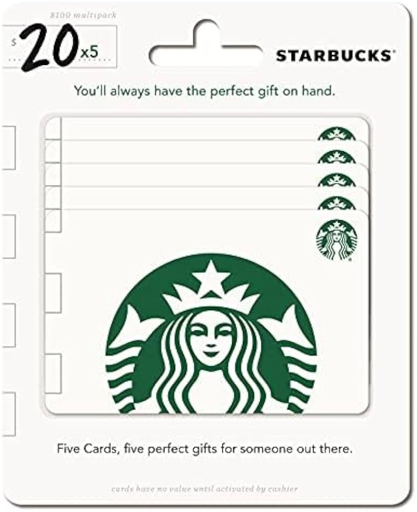 Starbucks Physical Gift Cards (Multipack of 5 x $20) - $100 | Amazon (US)