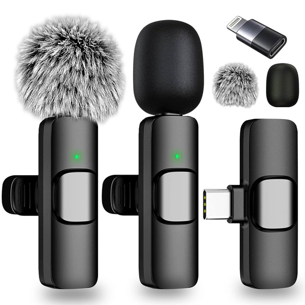 Wireless Lavalier Microphone for iPhone - Android, iPad, Tablets, Bluetooth Mini Microphone with ... | Amazon (US)