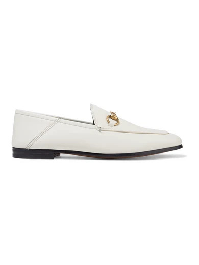 Gucci - Brixton Horsebit-detailed Leather Collapsible-heel Loafers - Off-white | NET-A-PORTER (UK & EU)