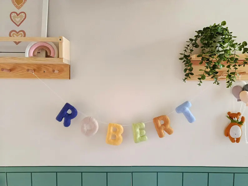 Felt Name Garland: Pastel Nursery Banner, Custom Baby Room Decor - Etsy | Etsy (US)