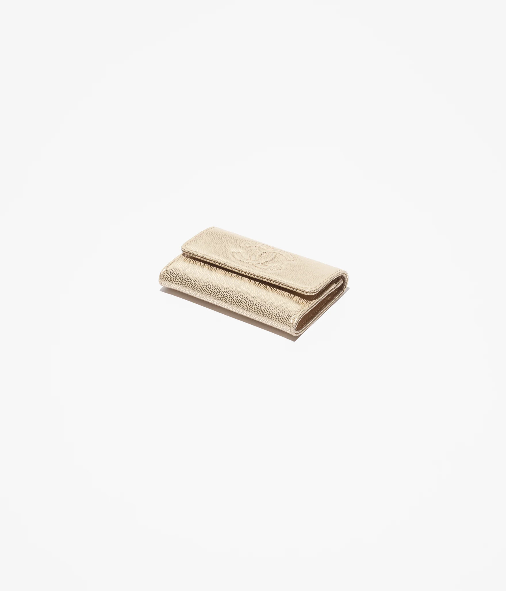 Flap card holder - Metallic grained calfskin & gold-tone metal, copper — Fashion | CHANEL | Chanel, Inc. (US)