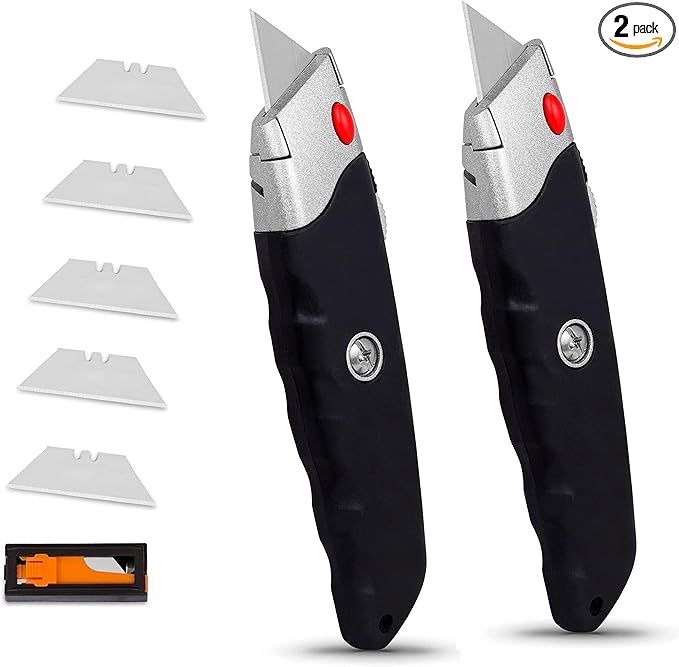 Internet's Best Premium Utility Knife | Box Cutter | Set of 2 | Retractable blade | Rubber Handle... | Amazon (US)