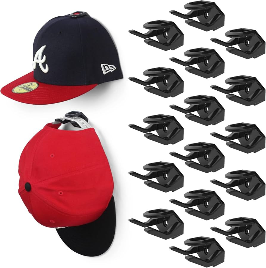 Modern JP Adhesive Hat Hooks for Wall (16-Pack) - Hat Rack for Baseball Caps, Minimalist Hat Disp... | Amazon (US)