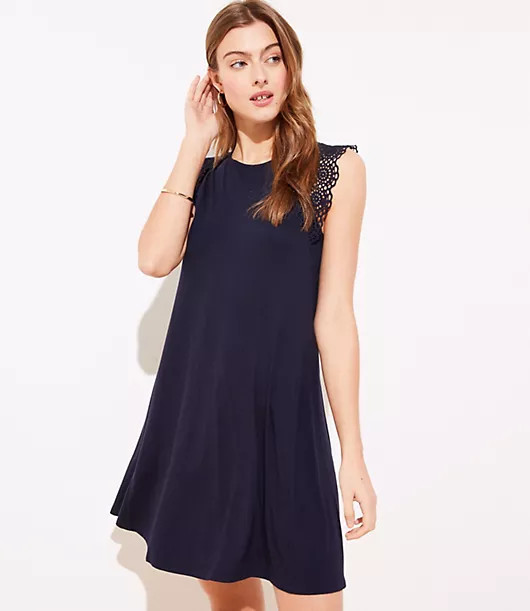 LOFT Lace Trim Swing Dress | LOFT