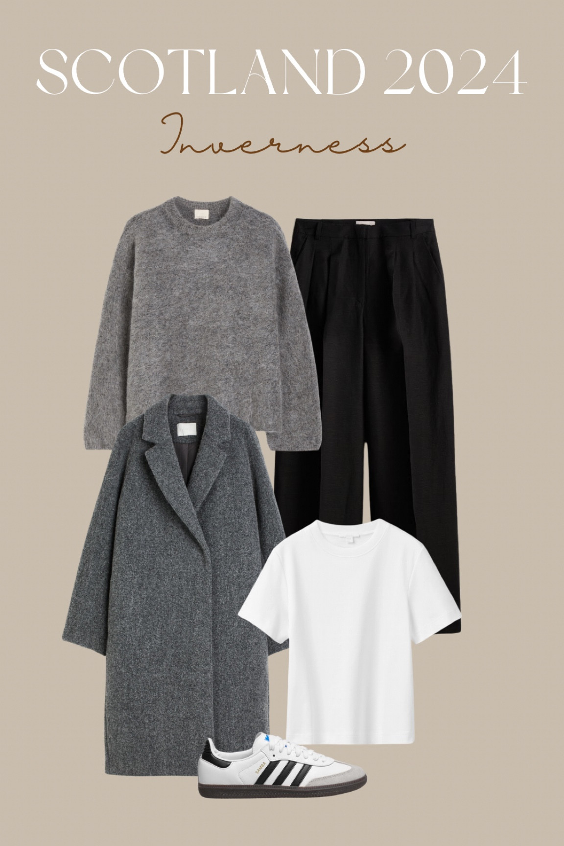 Grey sweater, grey coatc grey jacket, white Tshirt, adidas sambas, black wool trousers 

#LTKeurope #LTKstyletip #LTKautumn