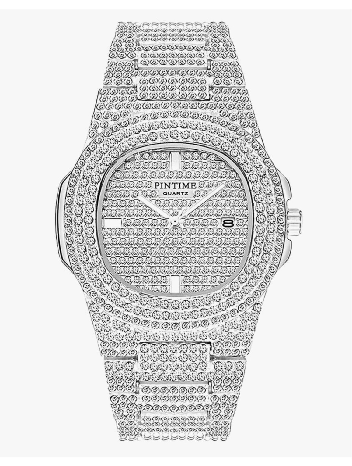 Luxury Unisex Crystal Diamond Watches Big Face Women's Men's Quartz Watch Gold Silver Rose Gold Stainless Steel
Bracelet Band