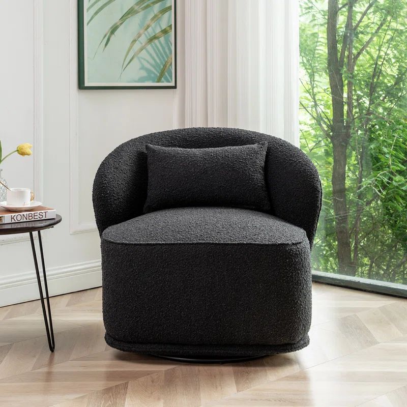 Iyoni 33" Wide Boucle Fully Assembled Upholstered Swivel Barrel Chair | Wayfair North America