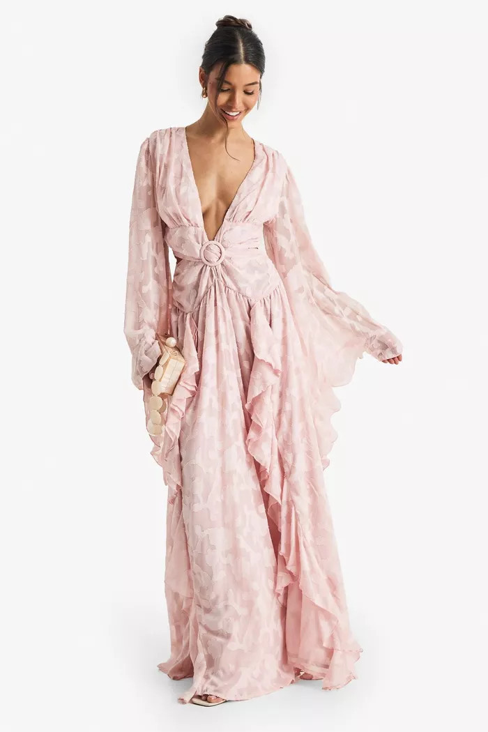 Textured Split Cut Out Maxi Dress | Boohoo.com (UK & IE)