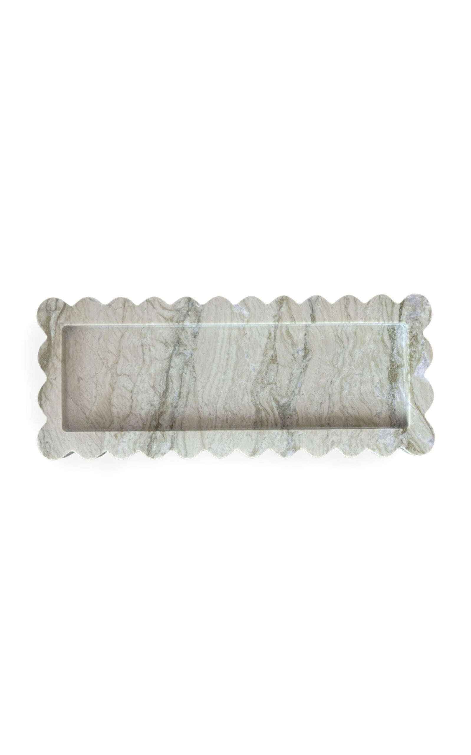 512 Scalloped Green Marble Tray | Moda Operandi (Global)