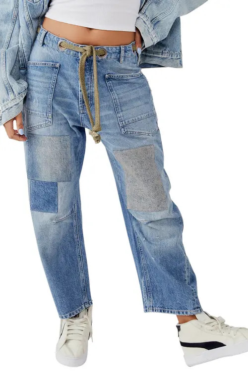 Free People We the Free Moxie Barrel Jeans in Truest Blue at Nordstrom, Size 26 | Nordstrom