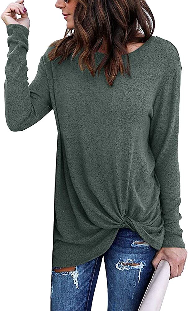 Yidarton Women's Comfy Casual Twist Knot Tunics Tops Blouses Tshirts | Amazon (US)