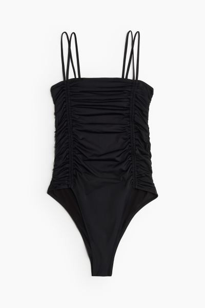 High-leg Swimsuit - Square Neckline - Sleeveless - Black - Ladies | H&M US | H&M (US + CA)