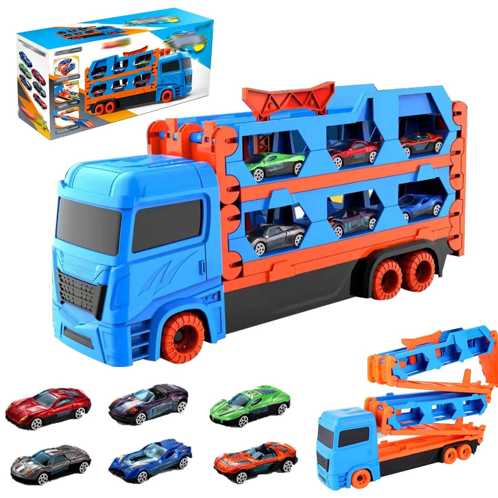 Toddler Toys for 2 3 4 5 6 Years Old Boys, Die-Cast Transport Truck Car Toys 61-Inch Race Track f... | Walmart (US)