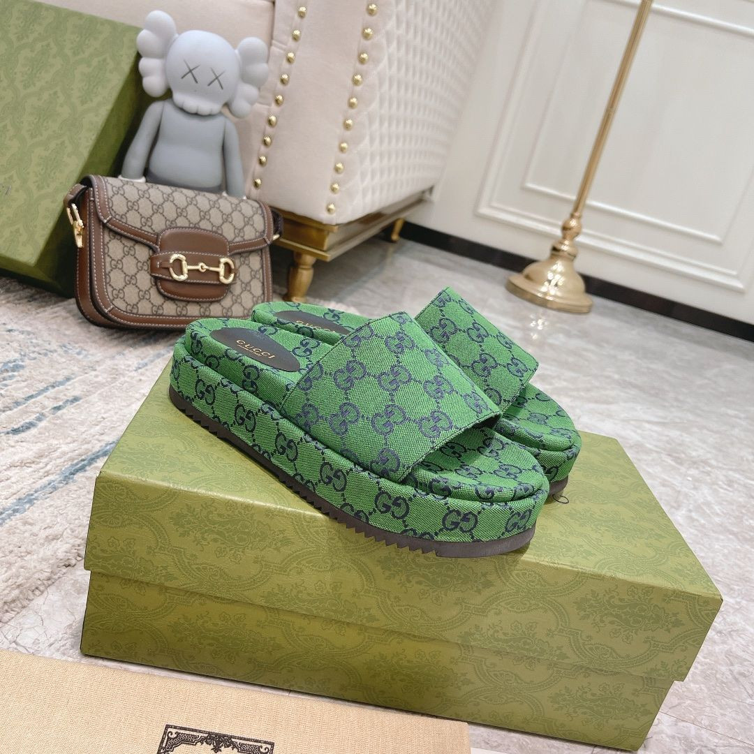 GUCCI 2023 New style Slippers Sandal Sliders Macaron thick bottom non-slip soft bottom fashion G ... | DHGate