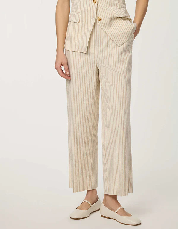 Striped Seersucker Cropped Pant | Bernardo Fashions