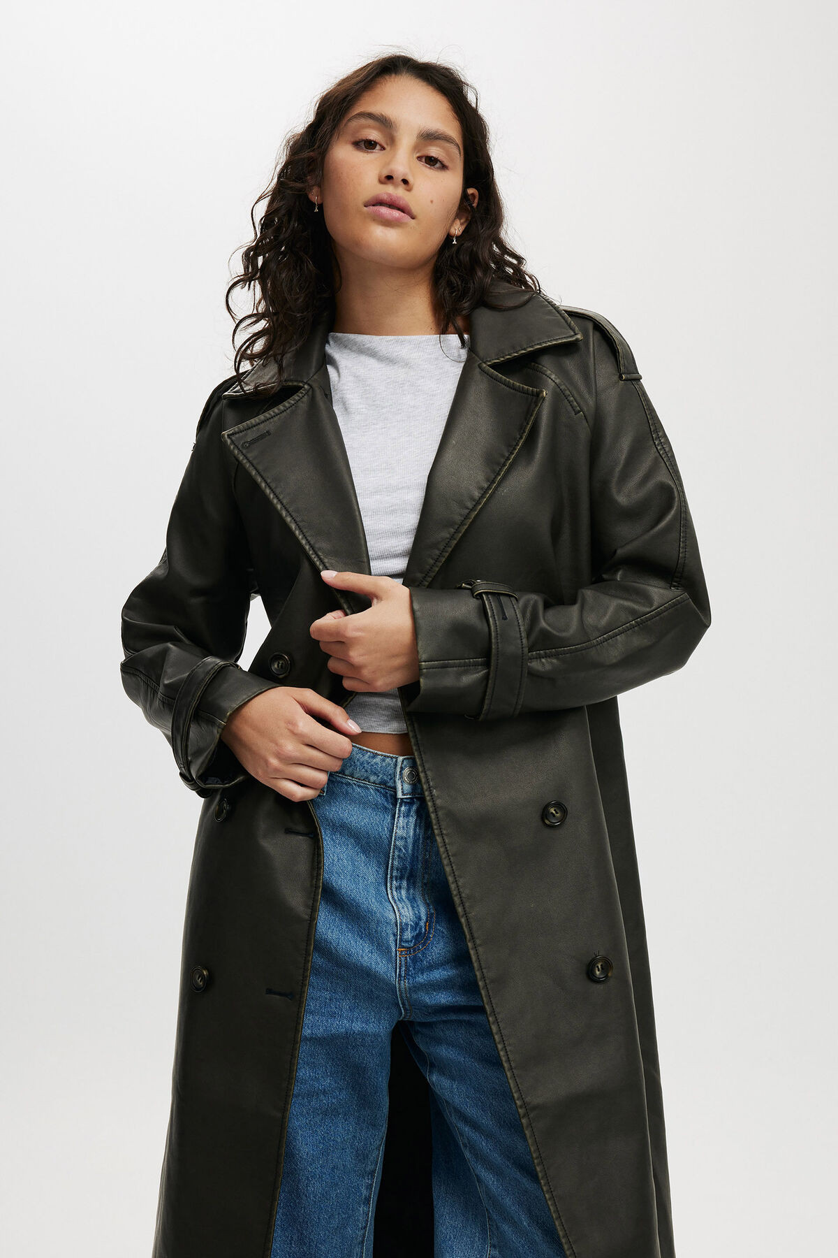 Chicago Faux Leather Trench Coat | Cotton On (US)