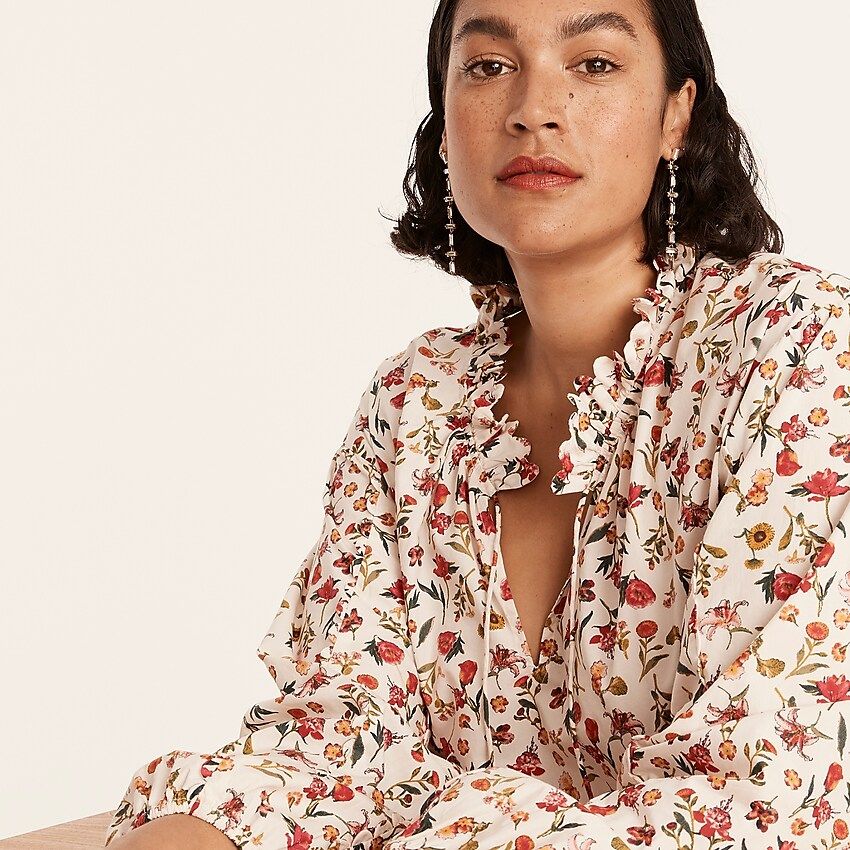 J.Crew: Scalloped Tie-neck Top In Vintage Floral For Women | J.Crew US