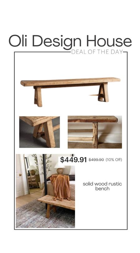Deal of the day…a rustic hand made solid wood bench for 10% off

Entry bench, bedroom bench, end of bed bench, hallway bench, handmade, small shop, small business, Etsy 

#LTKFind #LTKsalealert #LTKhome