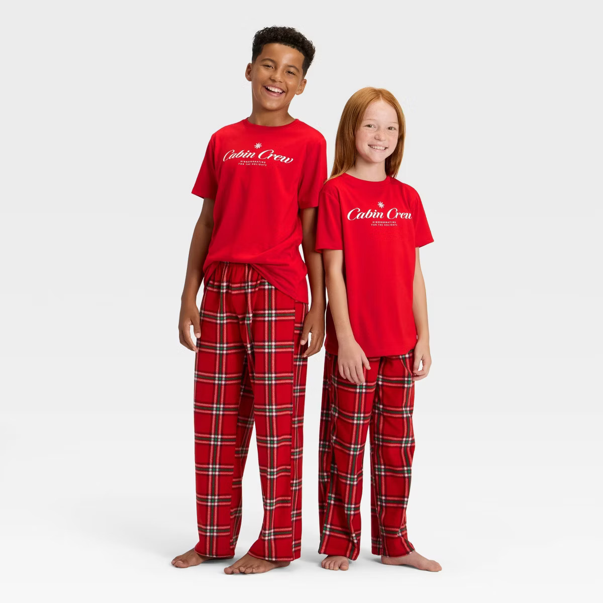 Kids' "Cabin Crew" Short Sleeve Holiday Matching Family Pajama Shirt - Wondershop™ Red | Target