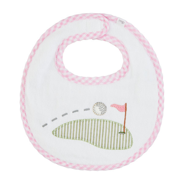 Mud Pie Kids Golf Flag Applique Terry Bib in Pink | 100% Cotton | Mud Pie