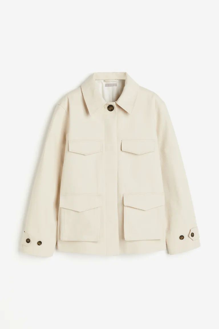 Oversized twill jacket - Light beige - Ladies | H&M GB | H&M (UK, MY, IN, SG, PH, TW, HK)