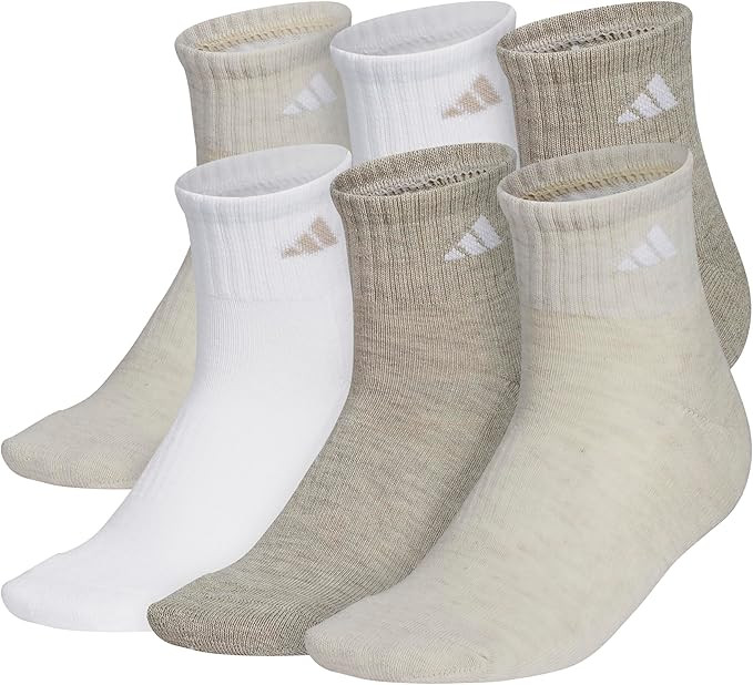 adidas Men's Athletic Cushioned 6-Pack Quarter, Athletic Cushioned Quarter Ankle Socks for Men wi... | Amazon (US)
