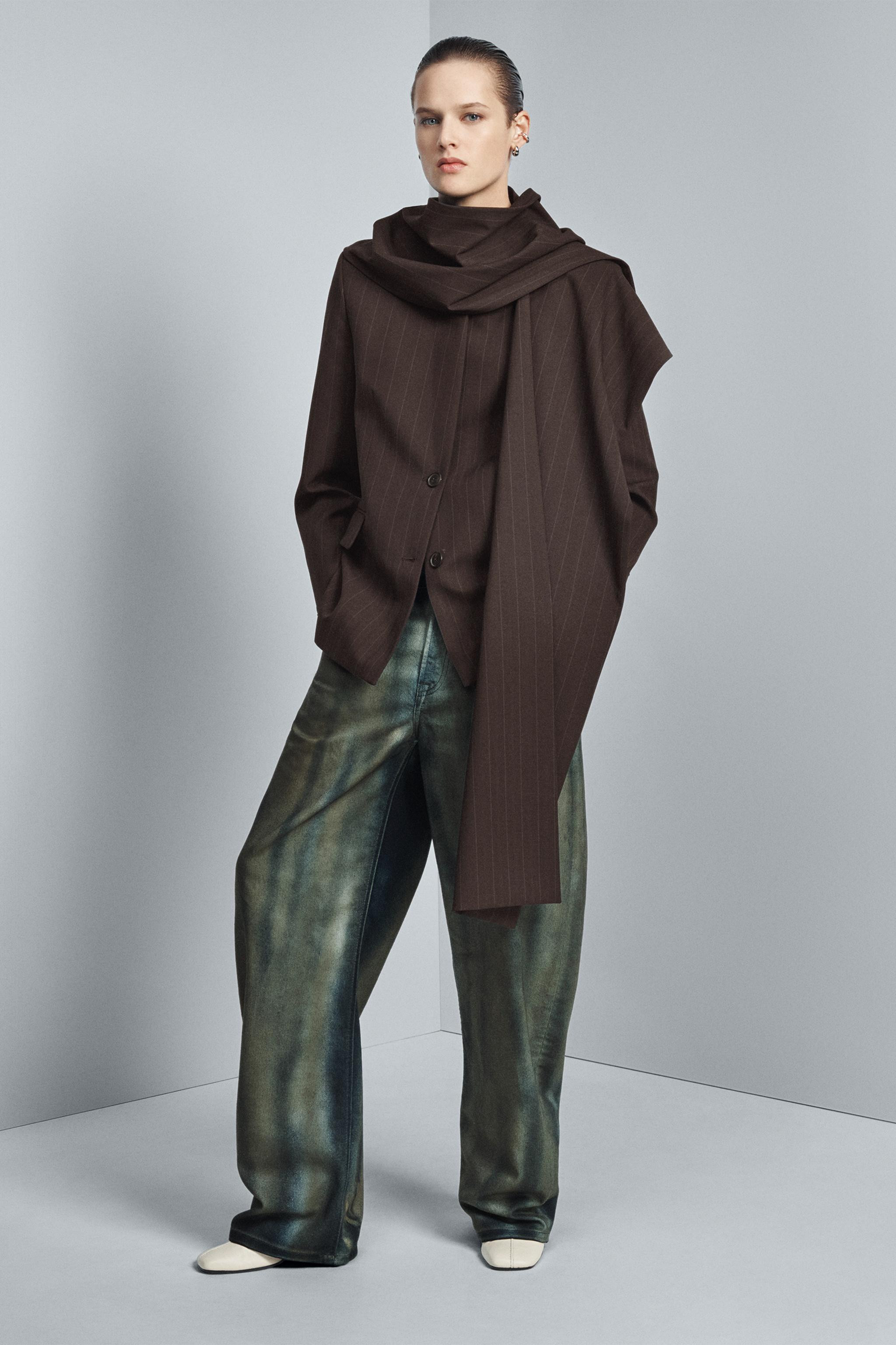 ZW COLLECTION LIMITED EDITION PINSTRIPE BLAZER WITH SCARF | Zara UK