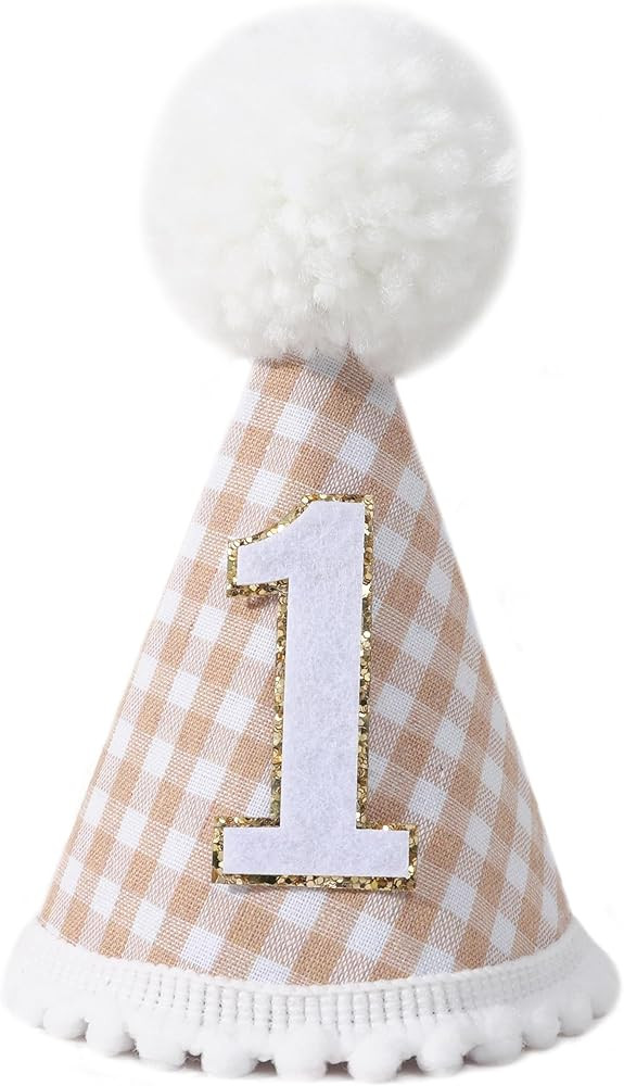 MAMUXI Gingham Party Hat for 1st Birthday Parties - Costume Headwear, Gingham Dog Birthday Hat | Amazon (US)