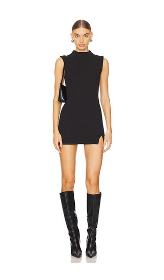 Heather Mock Neck Dress in Black | Revolve Clothing (Global)