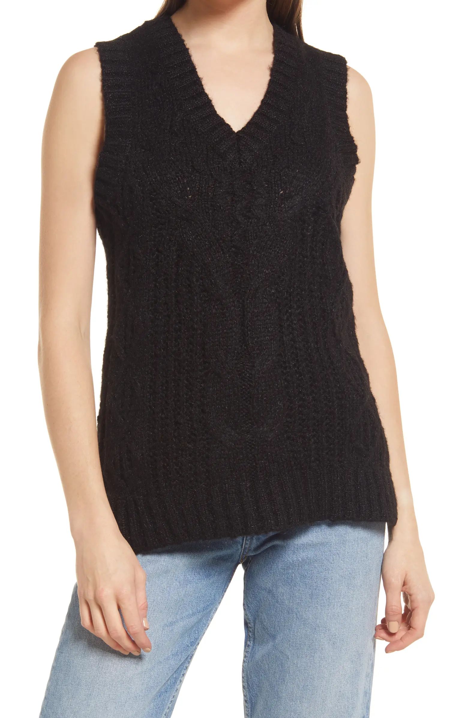 Briella Cable Knit Recycled Blend Sweater Vest | Nordstrom