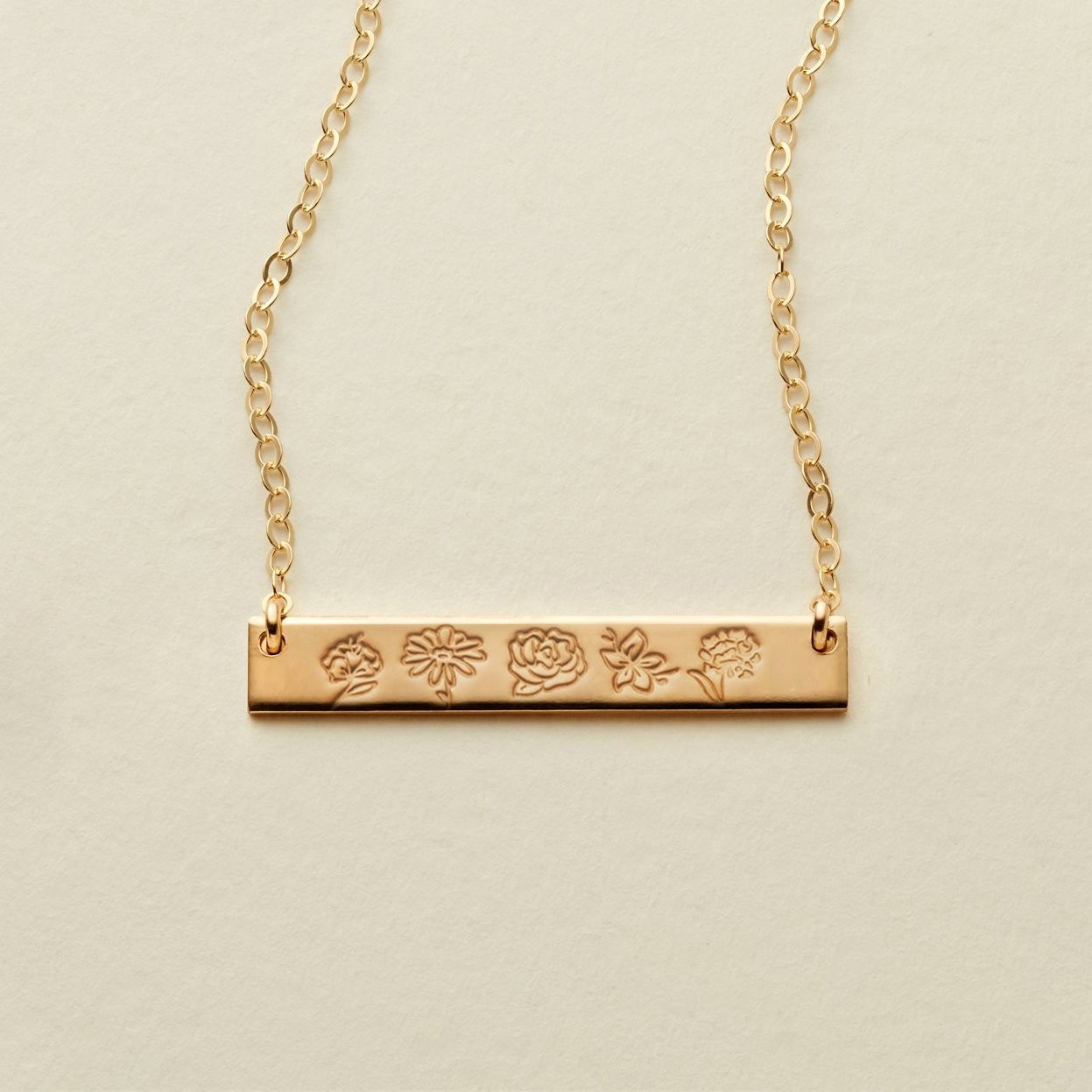 Birth Flower Bar Necklace | Made by Mary (US)