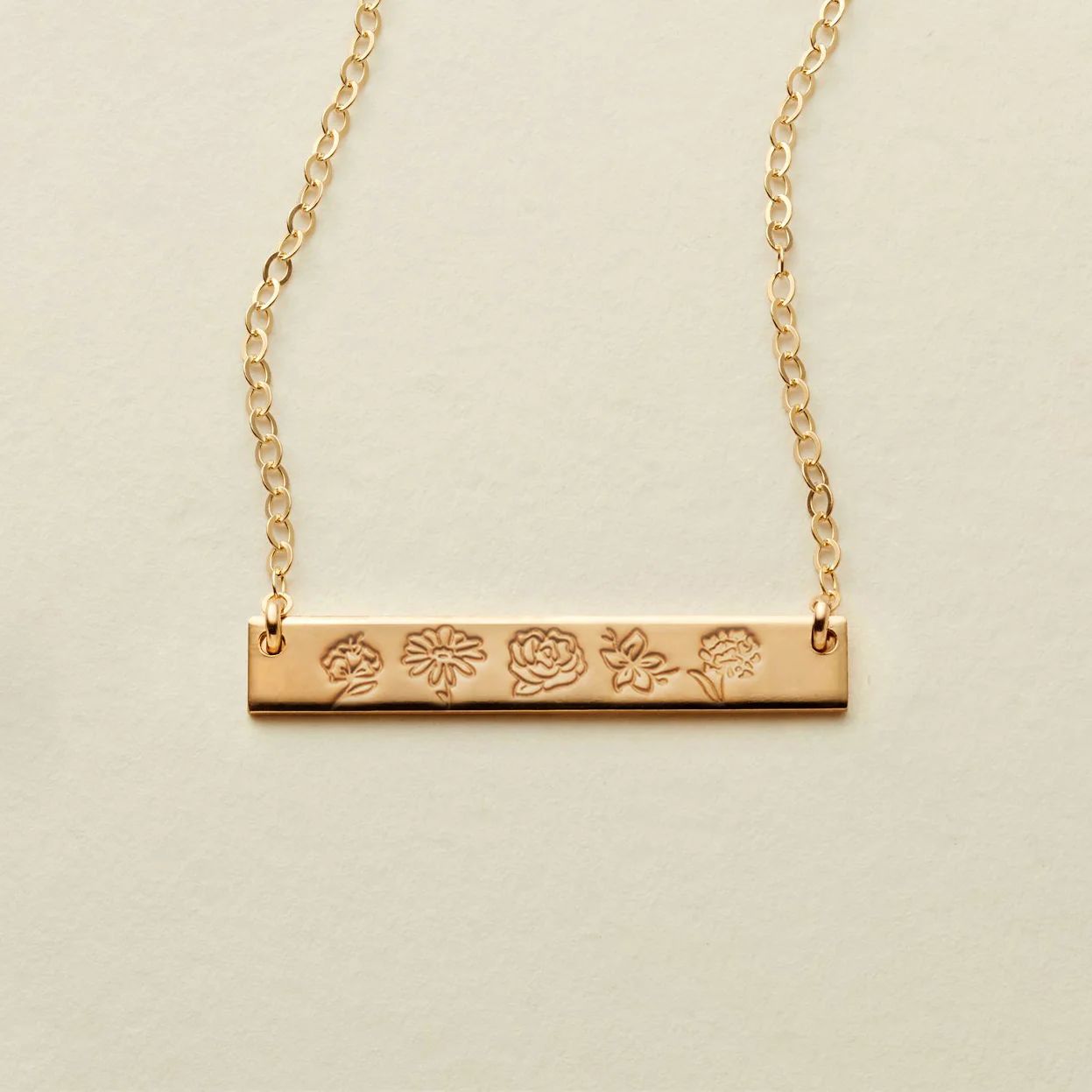 Birth Flower Bar Necklace | Made by Mary (US)