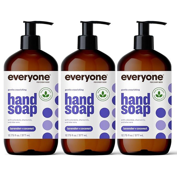 Everyone Liquid Hand Soap, 12.75 Ounce (Pack of 3), Lavender and Coconut, Plant-Based Cleanser wi... | Amazon (US)