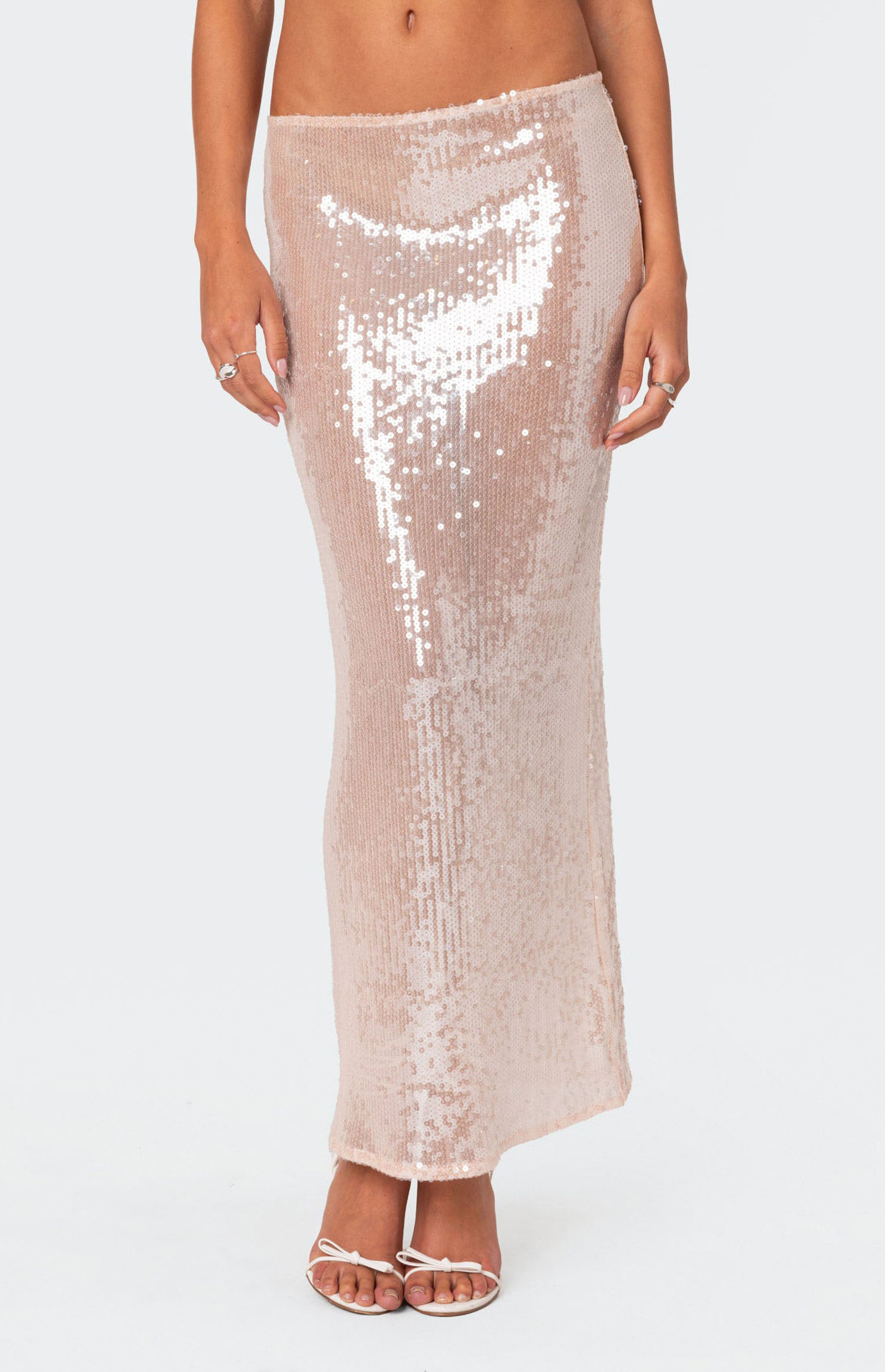 Edikted Riki Sheer Sequin Maxi Skirt | PacSun