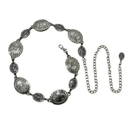 fenteer Women Chain Belt Metal Belt Adjustable Casual Belt Body Link Belt Belt for Dress Silver | Walmart (US)