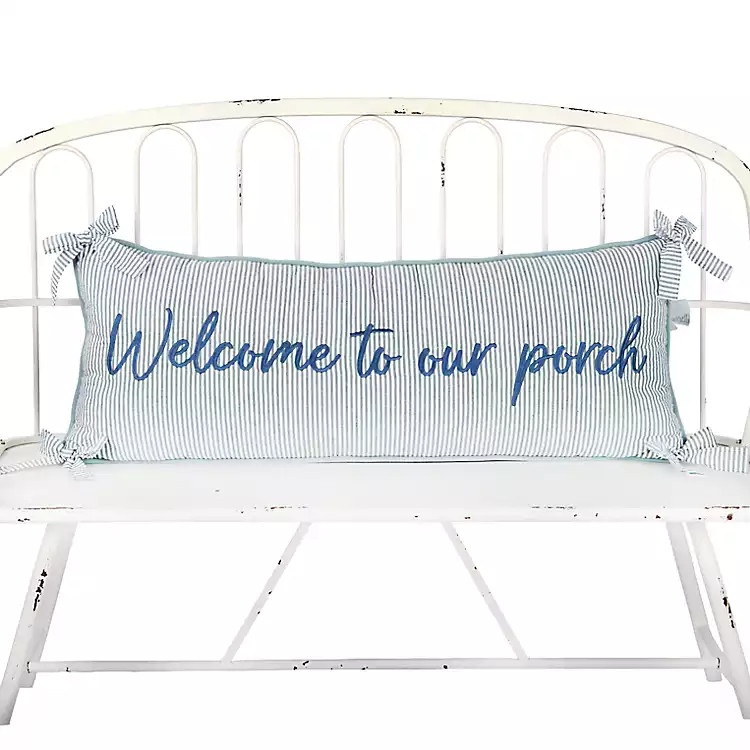 New! Welcome to Our Porch Striped Lumbar Pillow | Kirklands