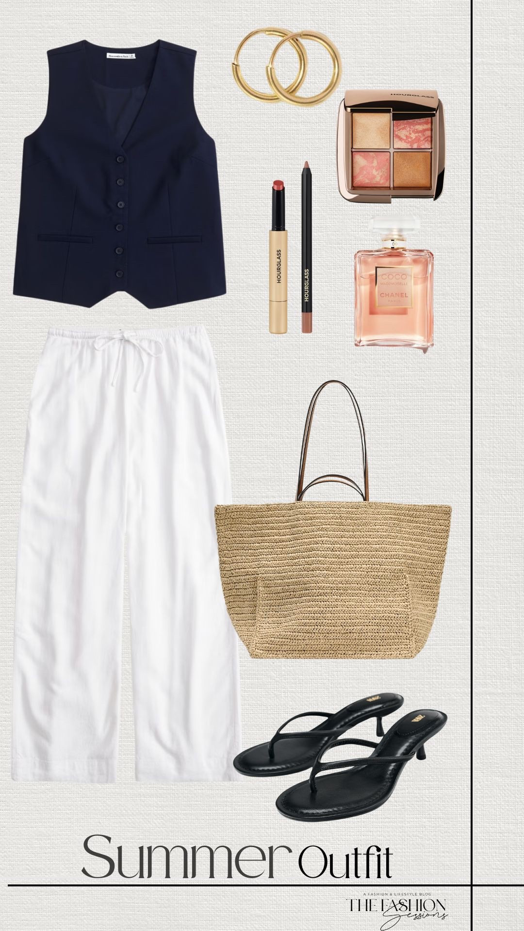 Summer Outfit | Navy Vest Too | White Linen Pants | 

#LTKStyleTip #LTKShoeCrush #LTKSummerEdit