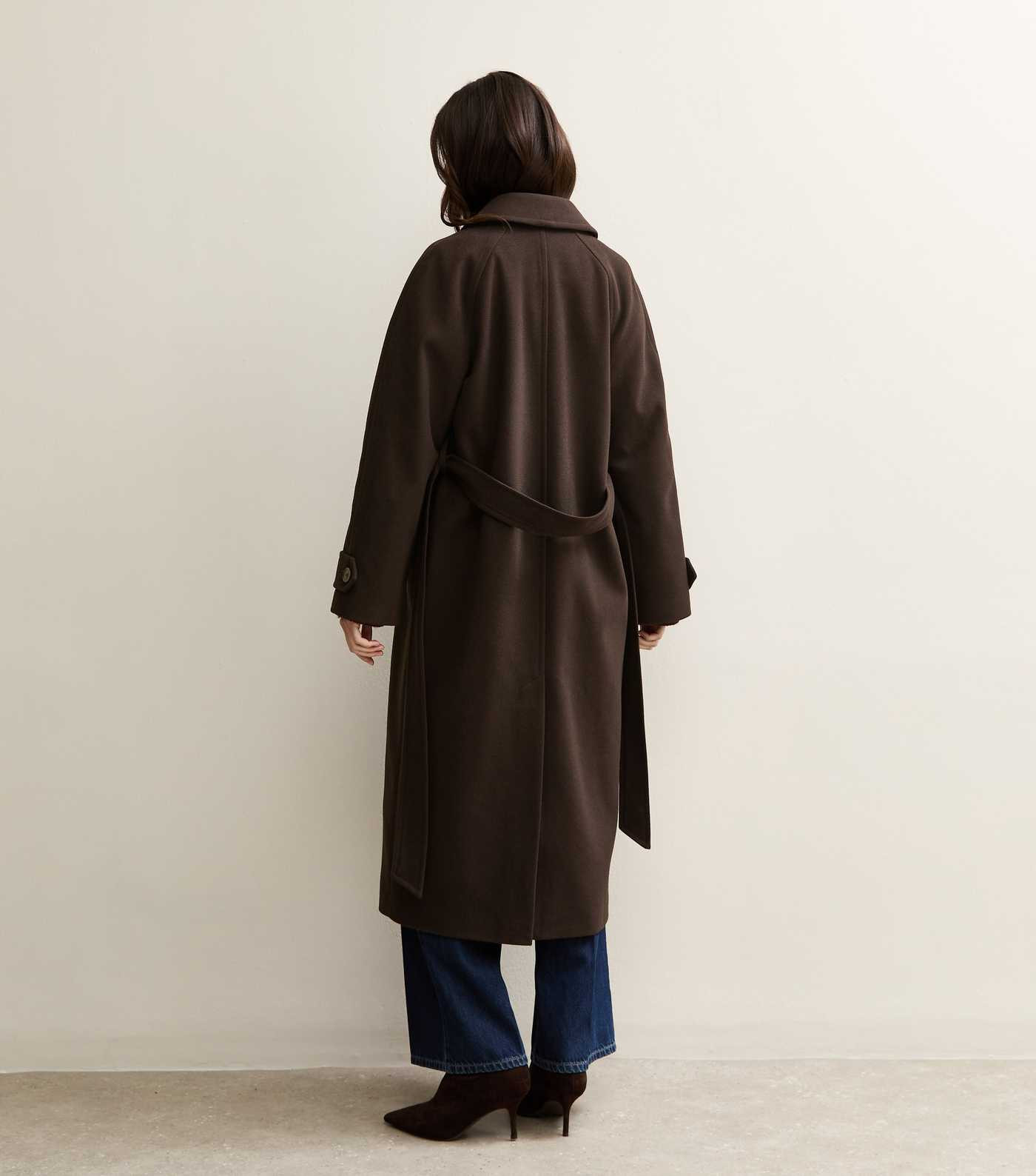 Dark Brown Button Up Belted Coat | New Look | New Look (UK)