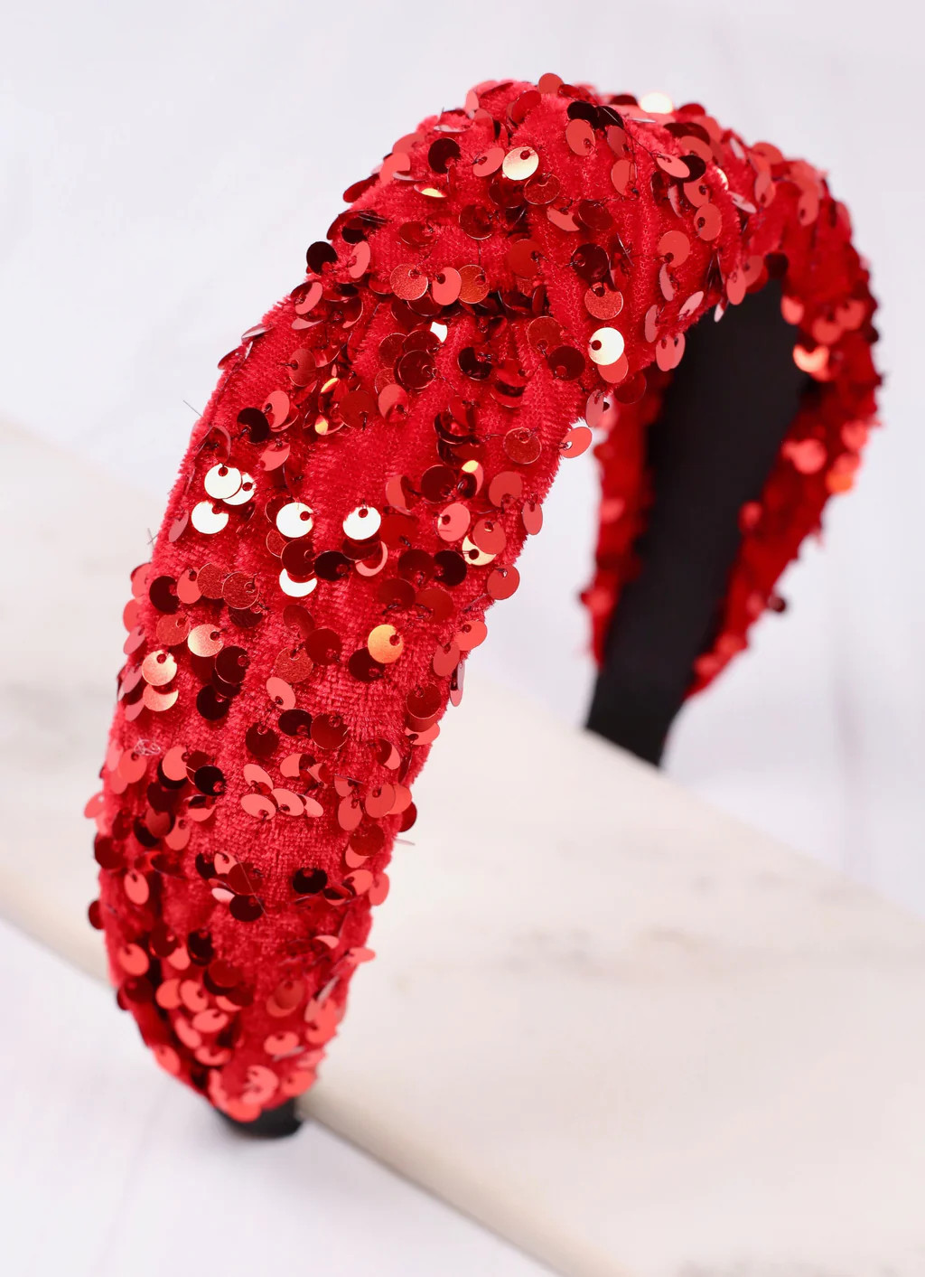 Gayle Sequin Headband RED | Caroline Hill