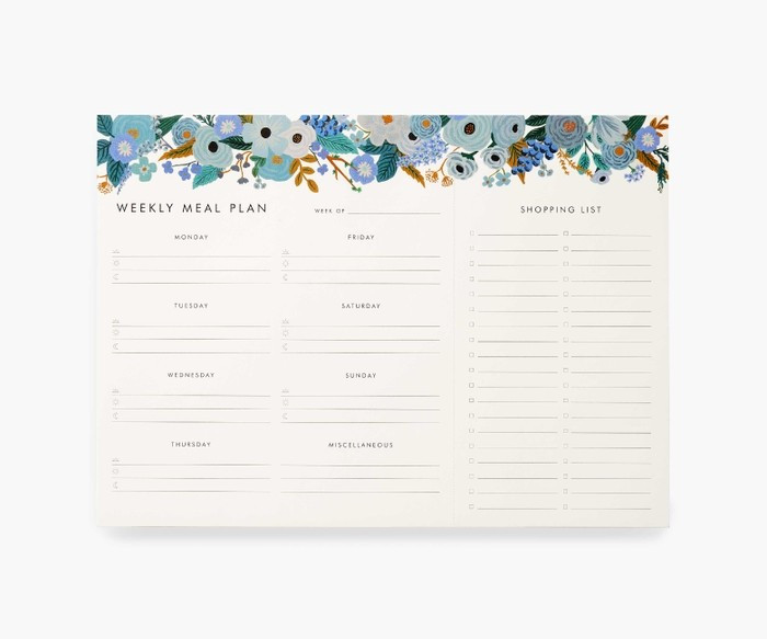 Garden Party Blue Weekly Meal Planner | Rifle Paper Co.