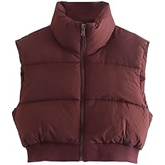 KEOMUD Women's Winter Crop Vest Lightweight Sleeveless Warm Outerwear Puffer Vest Padded Gilet | Amazon (US)