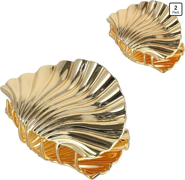 2 Pcs Shell Claw Clip, Gold Shell Hair Clip Fashionable and Cute Suitable for Most Hair Styles Su... | Amazon (US)