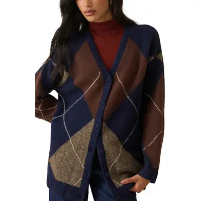 Nobody's Child Argyle Cardigan in Multi at Nordstrom, Size Medium | Nordstrom
