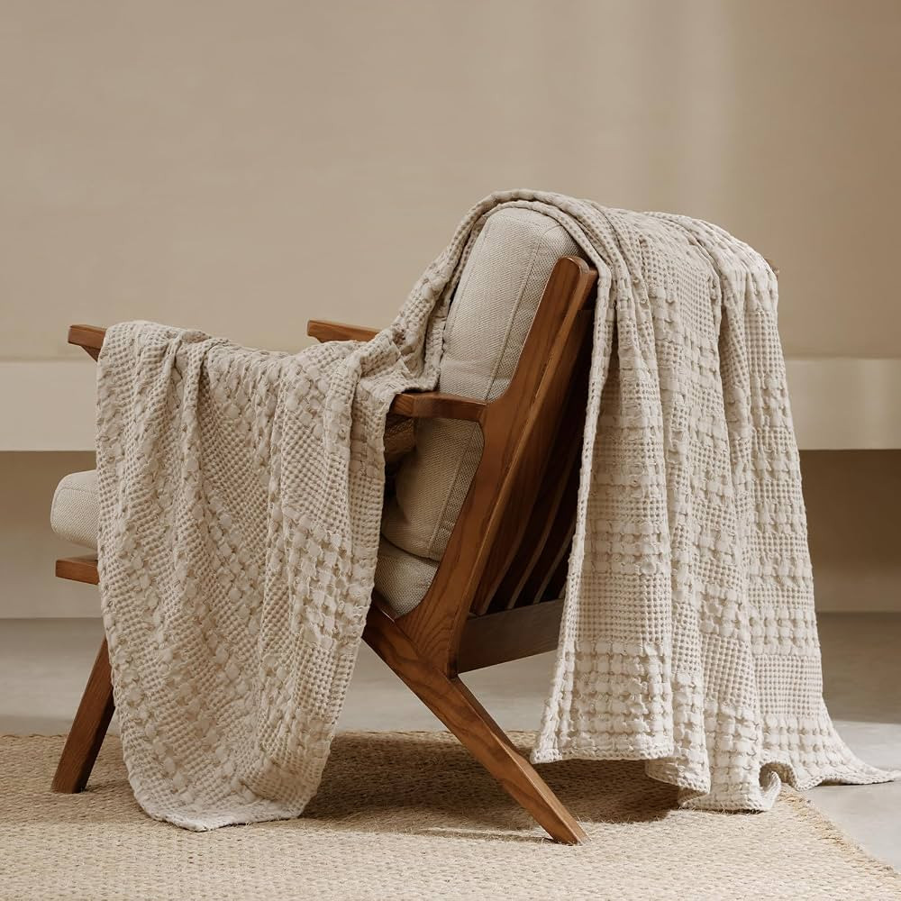 PHF 100% Cotton Waffle Weave Throw Blanket, Soft Lightweight Breathable Cozy Summer Throws for Co... | Amazon (US)