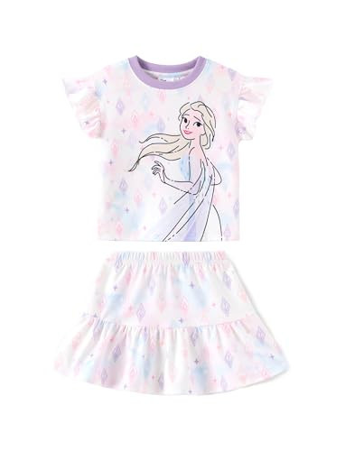 Disney Frozen Elsa Tween Girl 2 Piece Outfit Ruffle Short Sleeve Skirt Set Top & Skort Birthday Party Dress Theme Park Costume Elegant Summer Clothes Kids Sundress Casual Gift Purple 6-7Y | Amazon (US)