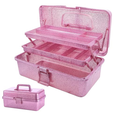Saim Storage Bins,Three-Layer Multipurpose Art & Craft Storage Container,Carry Tackle Organizer,Medicine Cosmetic Art Supply Box for Art Supply Makeup Hair Accessories Painting Tools - Pink | Amazon (US)