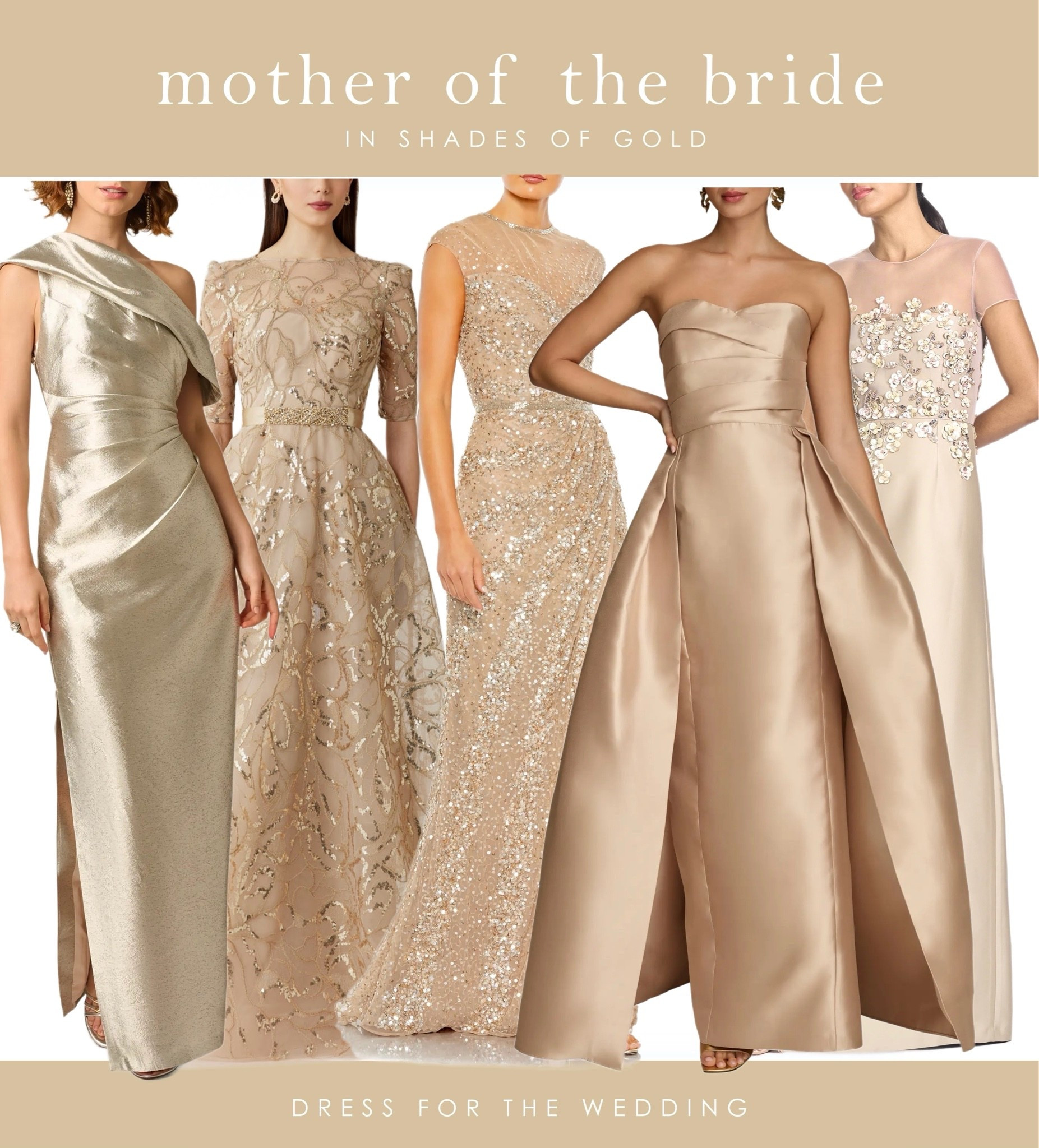 Gold and champagne mother of the bride and mother of the groom dresses. Formal gold dresses for weddings. Fashion over 50. Fashion over 40. Engaged, planning a wedding or attending several weddings? Dress for the Wedding is a curated wedding shopping site. Follow us on the LIKEtoKNOW.it shopping app to get the product details for this look plus sale alerts on wedding attire, cute dresses under $100, ideas for wedding guest outfits, plus wedding decor and gift ideas!

#LTKWedding #LTKMidsize #LTKOver40